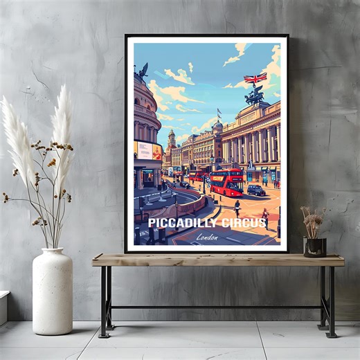 Piccadilly Circus Travel Poster – London Wall Art | England Travel Print - Etsy