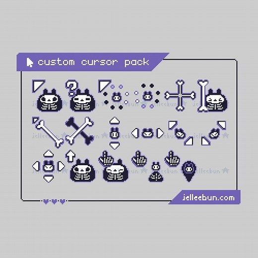Animated Pixel Art Purple Skeleton Bunny Mouse Cursor - Halloween Special - Etsy
