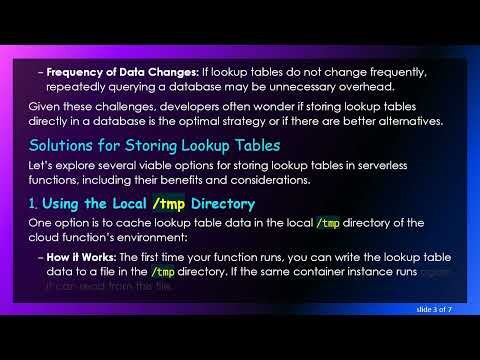 Where Should Lookup Tables Be Stored for Serverless Functions?
