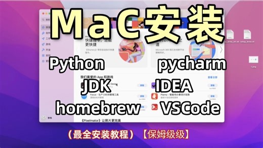 【保姆级级】Mac软件安装各类编程开发工具，Python、pycharm、JDK、IDEA、Homebrew、VSCode安装教程/实用性拉满