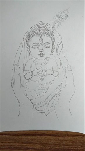 Cute Baby Krishna #art #drawing #shorts