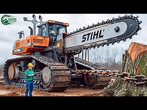 Fastest Biggest Firewood Processing Machine Dangerous Big Chainsaw Cutting Tree machines #2