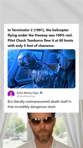 Echo Movie Clips | Terminator 2 1991 Helicopter Flying Under Freeway Was a 100 Real Stunt Fact that the scene in Terminator 2: Judgment Day (1991) featuring... | Instagram
