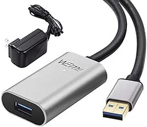 Case of 32, WEme USB 3.0 Active Extension Cable, 32 Feet 10 Meter USB 3.0 Extender Cord for Oculus VR, Xbox 360 Kinect, PlayStation with 5V2A Power Adapter, Aluminum