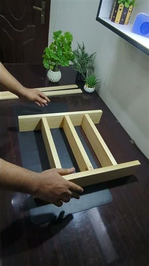Minimalist Wooden Wall Shelf with Decorative Planters & Hourglass Accent