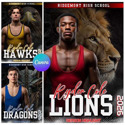 Wrestling Poster Canva Template, 40 Mascot Background, Wrestling Banner Poster, 100 Wins Wrestling, Wrestling Background Template - Etsy