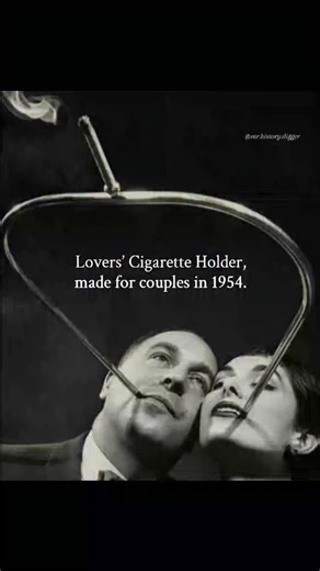 Mr History Digger on Instagram: "The Lovers’ Cigarette Holder was a playful novelty designed in 1954 by Robert L. Stern, a mid-century designer known for quirky smoking accessories rather than serious inventions. It was made so two people could smoke the same cigarette at once, forcing them to stand close and turning an everyday habit into a cheeky social moment. The device perfectly captured the spirit of 1950s America, when smoking was glamorous and novelty gadgets were part of popular culture