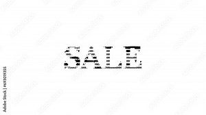 Sale ascii animation on white background. Ascii art code symbols with shining and glittering sparkles effect backdrop. Attractive attention promo.