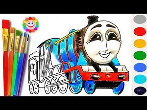 Coloring with Thomas and Friends ♦ How to Draw Gordon ♦ Learn Colors Video for Kids