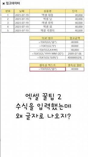 엑셀 실무꿀팁 – 텍스트 속성 일반으로 바꾸기 #엑셀 #excel #exceltips