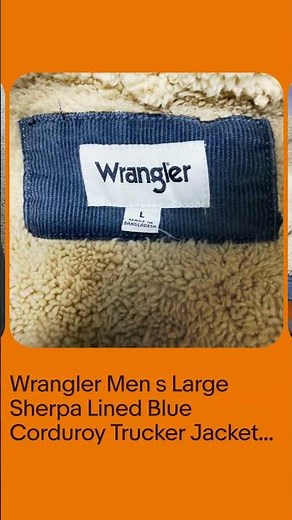 Wrangler Men's Large Sherpa Lined Blue Corduroy Trucker Jacket Cowboy Chore