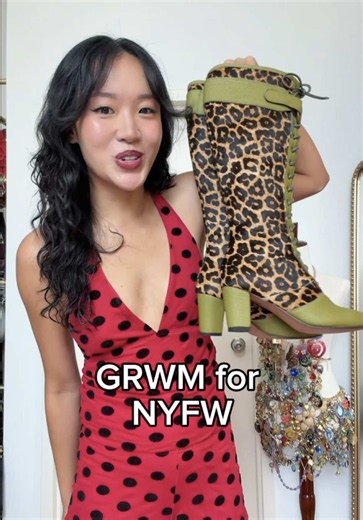 can’t tell if i hate or love this outfit 🥴 but ive been wanting to style my custom shoes for soooo long so i figured NYFW is the perfect excuse #nyfw #kalitaku #grwm #gdwm #maximalism