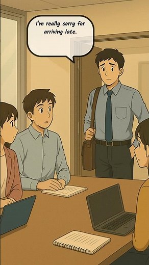 ⌛ At the Office | Arriving Late to a Meeting – English Conversation for Beginners 💬 #dailyenglish