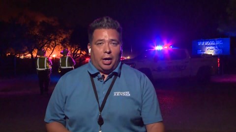 BREAKING: Large structure fire raging east of Pleasanton, Texas