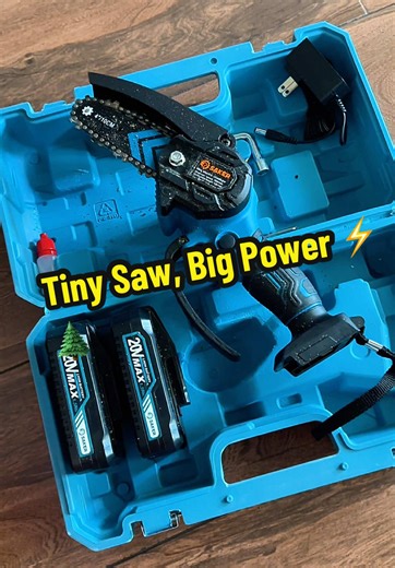 Small but mighty 💪 Perfect for your yard projects! #minichainsaw #diyproject #gardenhacks #homeproject