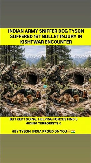 INDIAN ARMY SNIFFER DOG TYSON SUFFERED 1ST BULLET INJURY IN KISHTWAR ENCOUNTER