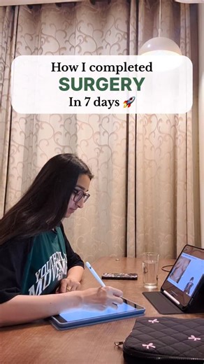 𝐃𝐫.𝐒𝐮𝐫𝐚𝐤𝐬𝐡𝐚 on Instagram: "Follow & Comment “SURGERY” to get this strategy in PDF format💌 Surgery done in JUST 7 Days🚀 No extra content, Just what gives marks💯 I divided it into Important system Solved MCQs daily + revision🔁 During this plan, I also made my own 140 pages SURGERY Handwritten Notes - Covering everything that’s asked in exam🔥 ✔️Perfect for everyone, even if you haven’t done surgery before ✔️Perfect for your Final revision ✔️Made from standard resources If you also wa