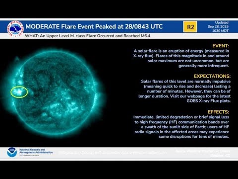 NOAA Warns Of Solar Flare Event September 28th 2025!