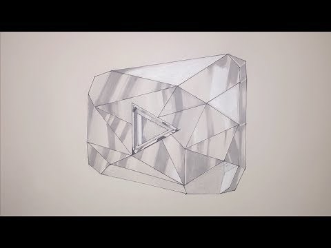 How To Draw The YouTube Diamond Play Button Step By Step (10,000,000 Subs!)