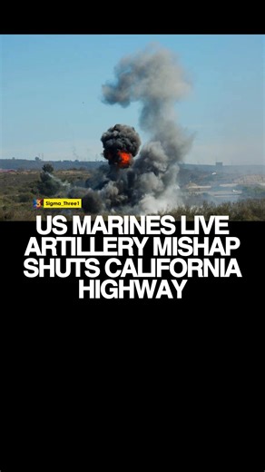 One shell explodes mid-air, showering police vehicles with shrapnel...