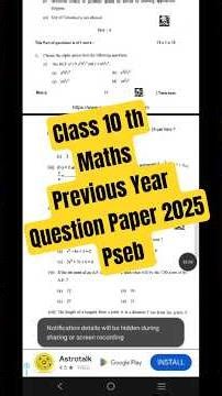 🔥 Class 10 Maths Previous Year Question Paper PSEB 2025 #pseb #exam #shorts #yt