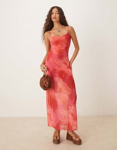 Wild Lovers Bella Vista floral print mesh beach maxi dress in coral | ASOS