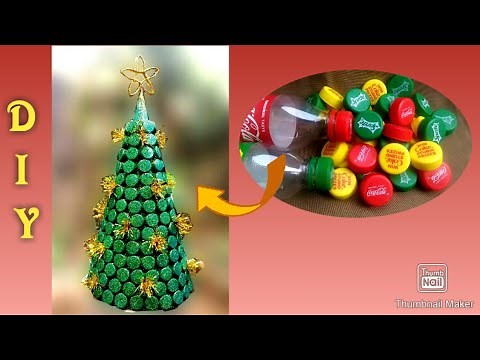 DIY Christmas tree || Christmas tree made out of plastic bottle caps || Christmas decoration