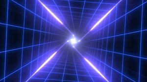 Twisted Neon Tunnel Grid of Futuristic Synthwave Retro 80s Lights - 1080p