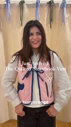 Step into a little bit of magic ✨ — our New Quilted Storybook Vest transforms everyday layers into whimsical style. With hand-cut appliqués, custom embroidery, soft quilted gingham and contrast denim binding, it’s like wearing a page from your favorite story. Perfect for layering over tees, dresses, or knits through fall, winter, and spring. 💞 Made ethically by women-owned factories 🌿 Consciously crafted with natural & surplus fabrics 🚢 Free shipping & returns on domestic orders ✨Enjoy $20 Of