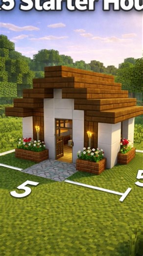 Tiny 5x5 Starter House in Minecraft #minecraft #minecraftbuilding