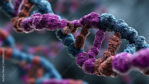 A Detailed Exploration of Complex DNA Structures and Their Colorful Molecular Composition as Seen Under Enhanced Microscopic Imaging Techniques