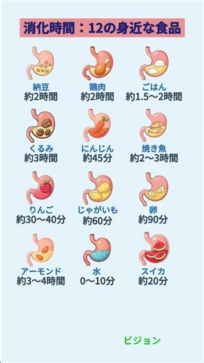 消化時間：12の身近な食品