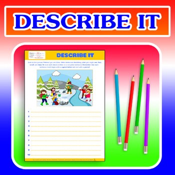 DESCRIBE IT | Picture Writing Worksheets | Sentence Practice | ESL |ABA |  SET 1