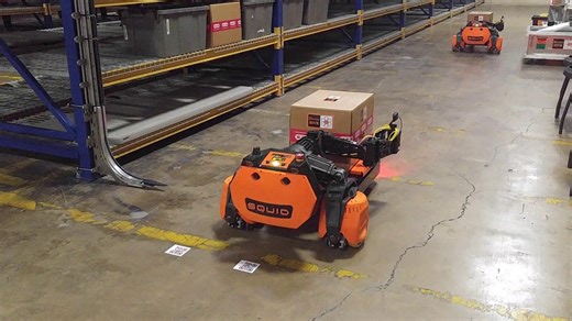 Robot forklifts on the job.