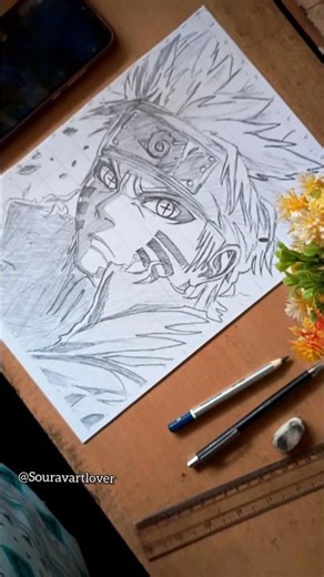 Naruto Uzumaki Outline Drawing 🔥Six Pathas Anime Art ✍️#shorts #art #naruto #drawing #anime