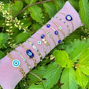 Blue Evil Eye Bracelet, Gold Cuff Bracelet, Greek Evil Eye Jewelry Gift for Her, Adjustable Evil Eye Charm Bracelet, Christmas Gift Ideas - Etsy