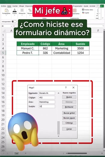 ¿Aún llenas formularios de forma manual en Excel? Con un formulario dinámico puedes capturar información de manera más rápida, organizada y sin complicaciones. Es una excelente forma de ahorrar tiempo, reducir errores y mantener tus datos siempre bien estructurados. 💾 Si este tip te fue útil, guarda este video para verlo cuando lo necesites, compártelo con alguien que use Excel y sígueme para seguir aprendiendo trucos y herramientas que harán tu trabajo mucho más fácil. #Excel #exceltips #tutor