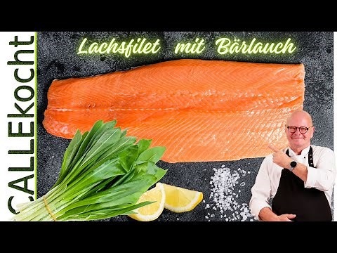 Lachs gebraten mit Bärlauch-Soße. Einfach & lecker selbermachen. Rezept