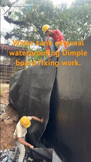 Water tank external waterproofing Dimple board fixing work. #construction #waterproof #waterproof