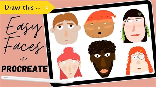 【Procreate】用Procreate绘制简易脸型 | 零基础卡通面部入门教程 from Mostly Florals