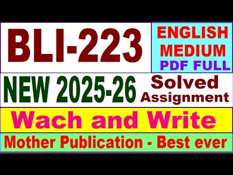 BLI 223 solved assignment 2025-26 in English || bli 223 solved assignment 2026 || ignou bli223