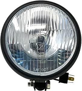 Alchemy Parts Black Motorcycle Headlight - 5.75 Inch Bates Style - Low Support - for Custom Motorcycle