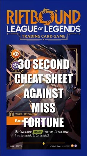 Miss Fortune Match-Up in 30 Seconds! #riftbound #riftboundtcg