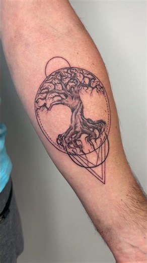 Geometric tree tattoo