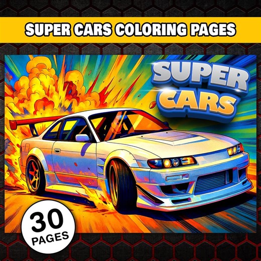 Supercar Coloring Book: 30 Animated Pages, Kids & Adults (printable PDF File) - Etsy Ireland