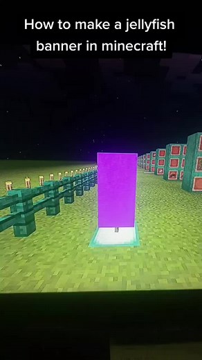 How to make a jellyfish banner in minecraft! #minecraftbuilding #foryou #foryoupage #gamingweek #minecrafttutorial #spongebob