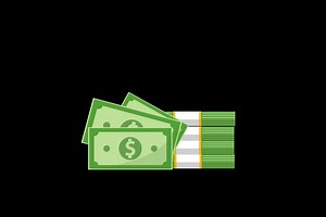 Download Paper money icon, Green dollar banknotes cash icons, 2D animated stack of green dollars adding up, Stack of cash dollar bills. for free