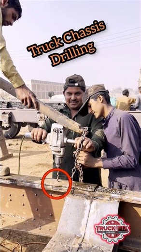 Heavy Duty Truck Chassis Drilling | Workshop Engineering Skills #engine #mechanic #drilling #shorts