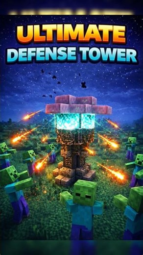 Ultimate Minecraft Defense Tower vs Zombies! 🔥 #minecraft #minecraftshorts #shorts #minecraftbuild