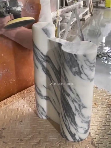 Crafting a Solid Marble Pedestal Table | Hand-Polishing a Arabescato Corchia Marble Leg